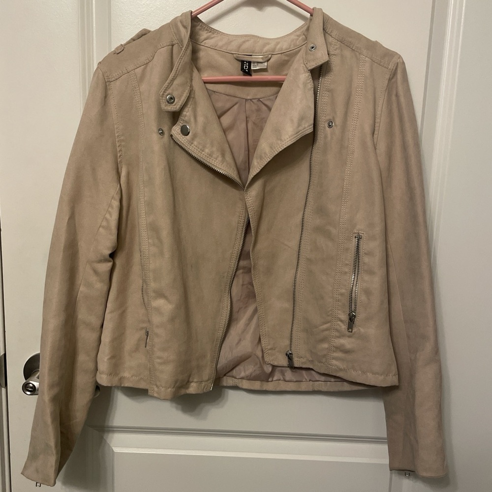 Divided Tan Leather Jacket Classic Style